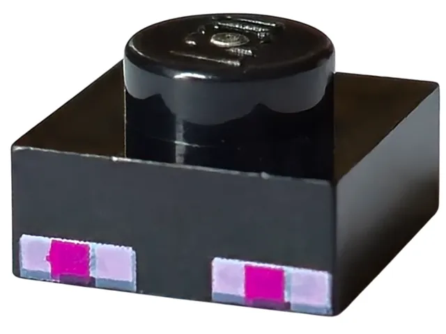 Plate 1 x 1 with 4 Bright Pink and 2 Magenta Squares Pattern (Minecraft Enderman Eyes)