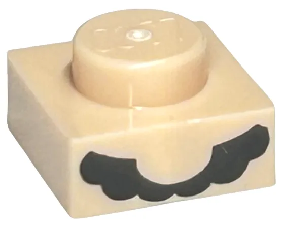 Plate 1 x 1 with Black Bushy Moustache Pattern (Super Mario)