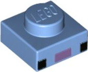 Plate 1 x 1 with 2 Black Squares and Medium Lavender Rectangle Pattern (Minecraft Axolotl Face)