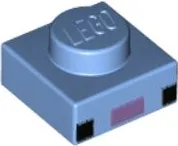 Plate 1 x 1 with 2 Black Squares and Medium Lavender Rectangle Pattern (Minecraft Axolotl Face)