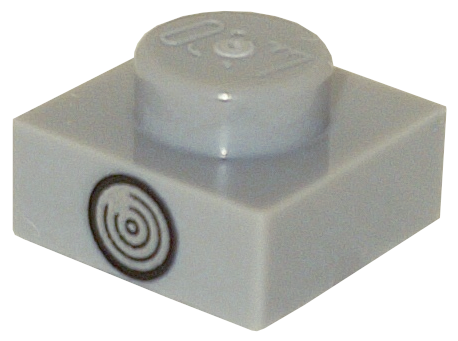 Plate 1 x 1 with Black and Silver Circle (Direction Indicator Light) Pattern