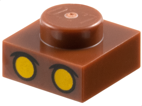 Plate 1 x 1 with Bright Light Orange Eyes with Upper Eyelids Pattern