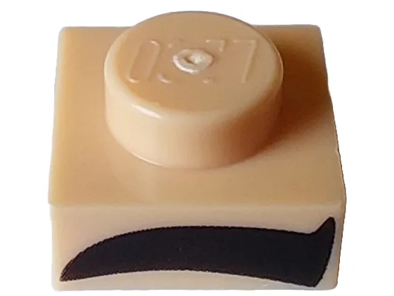 Plate 1 x 1 with Black Thick Eyebrow Pattern Model Right Side