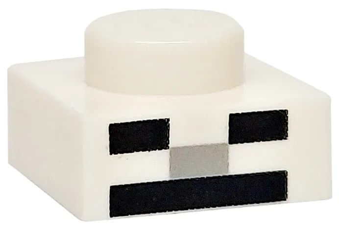 Plate 1 x 1 with Black and Light Bluish Gray Rectangles without Nose Outline Pattern (Minecraft Micromob Skeleton Face)