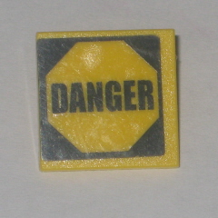 Road Sign 2 x 2 Square with Clip with Black 'DANGER' in Octagon Pattern (Sticker) - Set 4855