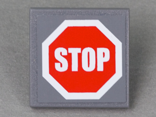 Road Sign 2 x 2 Square with Clip with Red Stop Sign Pattern (Sticker) - Set 7781
