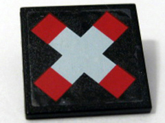 Road Sign 2 x 2 Square with Clip with Crossed Bars (Train Crossing) Pattern (Sticker) - Set 10128