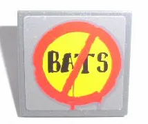 Road Sign 2 x 2 Square with Clip with 'BATS' Pattern (Sticker) - Set 7787