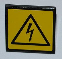 Road Sign 2 x 2 Square with Clip with Electricity Danger Sign Pattern (Sticker) - Set 8186