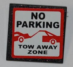 Road Sign 2 x 2 Square with Clip with 'NO PARKING' and 'TOW AWAY ZONE'  Pattern (Sticker) - Set 8198