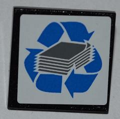 Road Sign 2 x 2 Square with Clip with Blue Recycling Arrows and Paper Stack Pattern (Sticker) - Set 4206