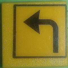 Road Sign 2 x 2 Square with Clip with Arrow Left Turn Pattern (Sticker) - Set 7243