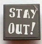 Road Sign 2 x 2 Square with Clip with 'STAY OUT !' Pattern (Sticker) - Set 7787