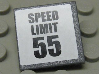 Road Sign 2 x 2 Square with Clip with 'SPEED LIMIT 55' Pattern (Sticker) - Set 8681