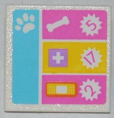 Road Sign 2 x 2 Square with Clip with Paw Print, Dog Bone, White Cross, Bandage and Numbers 5, 17, 2 Pattern (Sticker) - Set 3188