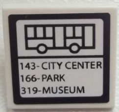 Road Sign 2 x 2 Square with Clip with Bus Lines Pattern (Sticker) - Set 60026