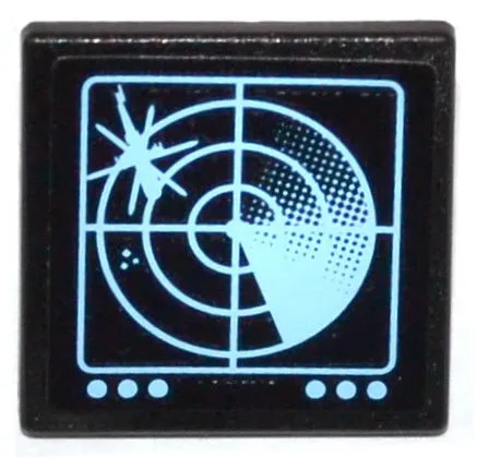 Road Sign 2 x 2 Square with Clip with Medium Blue Helicopter on Radar Screen and 6 Buttons Pattern (Sticker) - Set 60036
