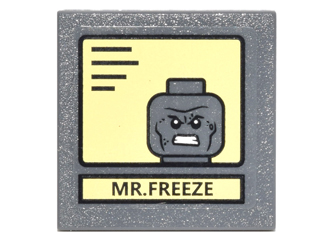 Road Sign 2 x 2 Square with Clip with Black Lines, 'MR. FREEZE', and Portrait on Bright Light Yellow Background Pattern (Sticker) - Set 10937