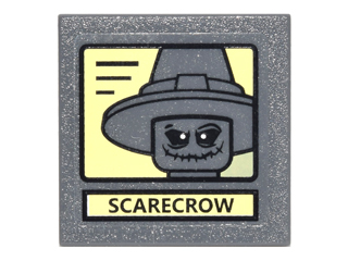 Road Sign 2 x 2 Square with Clip with Black Lines, 'SCARECROW', and Portrait on Bright Light Yellow Background Pattern (Sticker) - Set 10937