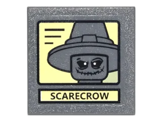 Road Sign 2 x 2 Square with Clip with Black Lines, 'SCARECROW', and Portrait on Bright Light Yellow Background Pattern (Sticker) - Set 10937