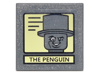 Road Sign 2 x 2 Square with Clip with Black Lines, 'THE PENGUIN', and Portrait on Bright Light Yellow Background Pattern (Sticker) - Set 10937