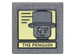 Road Sign 2 x 2 Square with Clip with Black Lines, 'THE PENGUIN', and Portrait on Bright Light Yellow Background Pattern (Sticker) - Set 10937