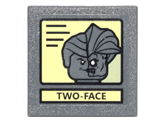 Road Sign 2 x 2 Square with Clip with Black Lines, 'TWO-FACE', and Portrait on Bright Light Yellow Background Pattern (Sticker) - Set 10937
