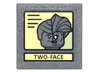 Road Sign 2 x 2 Square with Clip with Black Lines, 'TWO-FACE', and Portrait on Bright Light Yellow Background Pattern (Sticker) - Set 10937