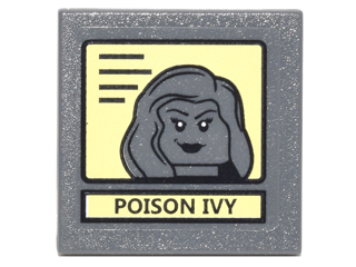 Road Sign 2 x 2 Square with Clip with Black Lines, 'POISON IVY', and Portrait on Bright Light Yellow Background Pattern (Sticker) - Set 10937