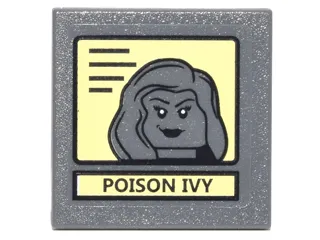 Road Sign 2 x 2 Square with Clip with Black Lines, 'POISON IVY', and Portrait on Bright Light Yellow Background Pattern (Sticker) - Set 10937