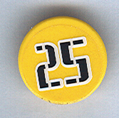 Road Sign 2 x 2 Round with Clip with Black '25' with White Outline Pattern (Sticker) - Set 3424