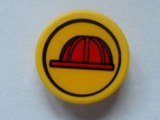 Road Sign 2 x 2 Round with Clip with Red Construction Helmet in Black Circle Pattern (Sticker) - Set 7243