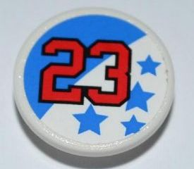 Road Sign 2 x 2 Round with Clip with Red '23' and Blue Stars Pattern (Sticker) - Set 8125