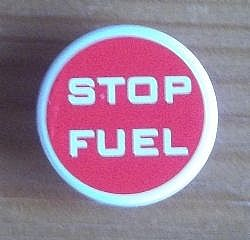 Road Sign 2 x 2 Round with Clip with 'STOP FUEL' on Red Background Pattern (Sticker) - Sets 8206 / 8679