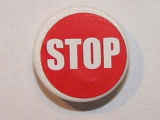 Road Sign 2 x 2 Round with Clip with Narrow Font Large 'STOP' on Red Background Pattern (Sticker) - Set 8864