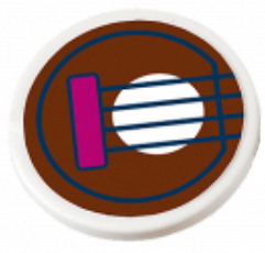 Road Sign 2 x 2 Round with Clip with Dark Blue Strings and Magenta Bridge on Reddish Brown Banjo Pattern (Sticker) - Set 41066