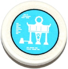 Road Sign 2 x 2 Round with Clip with Offshore Rig on Medium Azure Screen Pattern (Sticker) - Set 70173