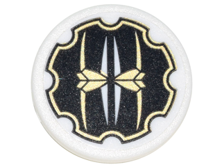 Road Sign 2 x 2 Round with Clip with Black Gear Outline with Gold Edges and Symbols Pattern (Sticker) - Set 70620