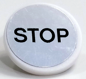 Road Sign 2 x 2 Round with Clip with Black 'STOP' on Silver Mirrored Background Pattern (Sticker) - Set 75911