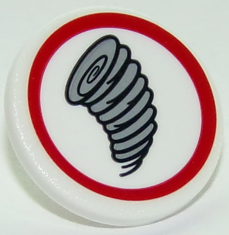 Road Sign 2 x 2 Round with Clip with Tornado in Red Circle Pattern (Sticker) - Set 10261