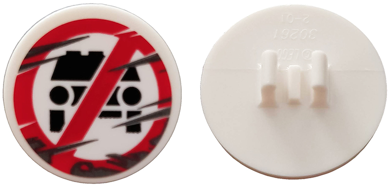 Road Sign 2 x 2 Round with Clip with Red Scratched Sign and Black Car Pattern (Sticker) - Set 76128