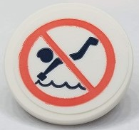 Road Sign 2 x 2 Round with Clip with No Diving Pattern (Sticker) - Set 41430