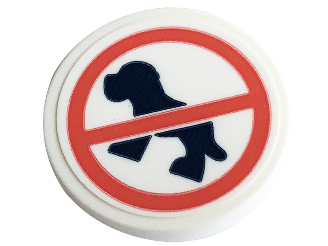 Road Sign 2 x 2 Round with Clip with Dark Blue and Coral No Dogs Pattern (Sticker) - Set 41741