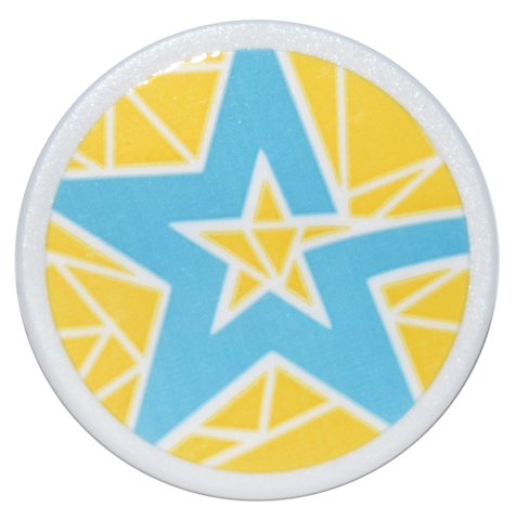 Road Sign 2 x 2 Round with Clip with Medium Azure Star on Yellow Background Pattern (Friends Pop Star Tour Bus) (Sticker) - Set 71799
