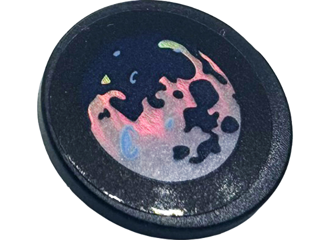 Road Sign 2 x 2 Round with Clip with Iridescent Mirrored Planet Pattern (Sticker) - Set 41713