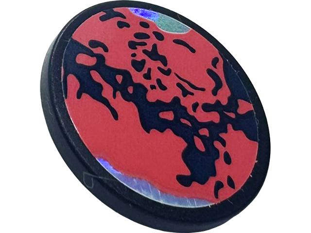 Road Sign 2 x 2 Round with Clip with Coral and Iridescent Mirrored Planet Pattern (Sticker) - Set 41713