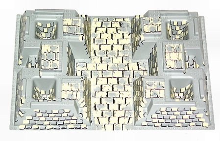 Baseplate, Raised 32 x 48 x 6 with 4 Corner Pits with Tan and Gray Rock Pattern