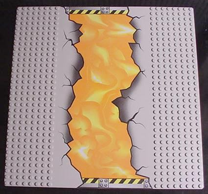 Baseplate, Road 32 x 32 8-Stud Straight with Cracked Road and Lava Pattern