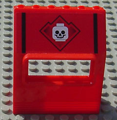 Panel 3 x 6 x 6 Sloped with Window with Black Vertical Stripes and White Standard Skull Pattern (Sticker) - Set 6776