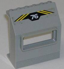 Panel 3 x 6 x 6 Sloped with Window with White '76' and Yellow Diagonal Stripes on Black Background Pattern (Sticker) - Set 6575